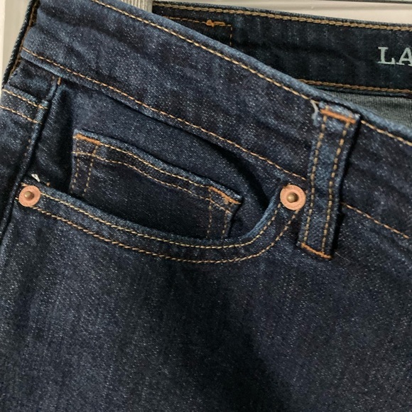 Lands-end Jeans, size 10, dark indigo,almost new,inside leg 28 1/2” - Picture 3 of 5
